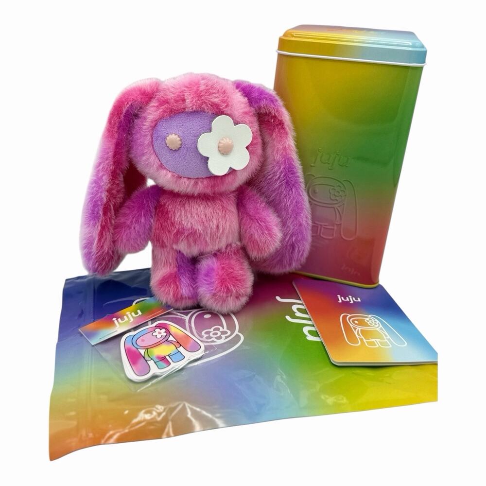 SOLD OUT CJ Hendry RAINBOW JUJU ELLIS Plush Pink Purple Bunny w/ Tin Complete